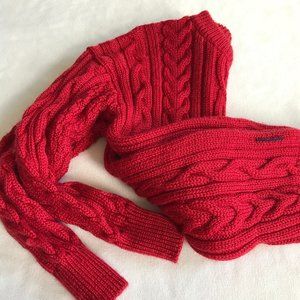 Woolovers Men's Red Aran Fisherman Sweater Pure Wool S/M